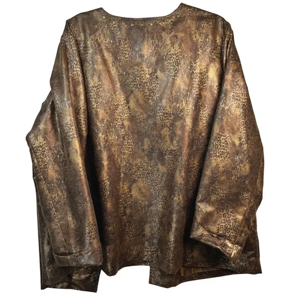 Isabel‎ Hayley Timeless Trends Blazer Jacket 2X Leopard Print Metallic Party - Picture 3 of 13